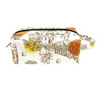 Neceser de viaje para mujer, bolsa de cosméticos de piel de microfibra para maquillaje, práctico organizador con cremallera, tarro de miel de abeja y panal, multicolor, 8.2x3.1x3.5 in/21x8x9 cm,