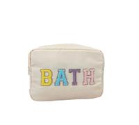 Neceser de Viaje para Mujer Bolsa de cosméticos Gran Capacidad for Mujer, Pegatina Letras, Estuche Nailon for Maquillaje, Bolsas Almacenamiento Viaje, Bolso portátil for(Bath Beige)