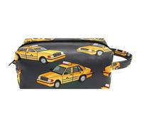 Neceser de viaje para mujer, bolsa de maquillaje de piel de microfibra con cremallera, color amarillo taxi, multicolor, 8.2x3.1x3.5 in/21x8x9 cm, Neceser