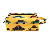 Neceser de viaje para mujer, bolsa de maquillaje de piel de microfibra con cremallera, colorido taxi coche, multicolor, 8.2x3.1x3.5 in/21x8x9 cm, Neceser