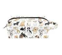 Neceser de viaje para mujer, bolsa de maquillaje de piel de microfibra con cremallera, con texto "I Love Dogs and Bones", multicolor, 8.2x3.1x3.5 in/21x8x9 cm, Neceser