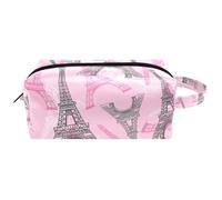 Neceser de viaje para mujer, bolsa de maquillaje de piel de microfibra con cremallera, diseño de la Torre Eifel de París, multicolor, 8.2x3.1x3.5 in/21x8x9 cm, Neceser