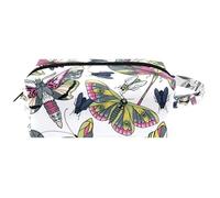Neceser de viaje para mujer, bolsa de maquillaje de piel de microfibra con cremallera, libélula mariposa e insecto de mosca doméstica, multicolor, 8.2x3.1x3.5 in/21x8x9 cm, Neceser