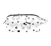 Neceser de viaje para mujer, bolsa de maquillaje de piel de microfibra con cremallera, patrón de perros y hueso, multicolor, 8.2x3.1x3.5 in/21x8x9 cm, Neceser