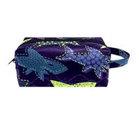 Neceser de viaje para mujer, bolsa de maquillaje de piel de microfibra con cremallera, práctico organizador con cremallera, tiburón peligroso en las profundidades, multicolor, 8.2x3.1x3.5 in/21x8x9