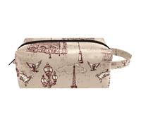 Neceser de viaje para mujer, bolsa de maquillaje de piel de microfibra con cremallera, práctico organizador con cremallera, el río Sena Notre Dame, multicolor, 8.2x3.1x3.5 in/21x8x9 cm, Neceser