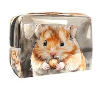 Neceser de viaje para mujer con diseño de hámster Eat Avellana, bolsa organizadora de maquillaje de PVC con cremallera, multicolor, 18.5x7.5x13cm/7.3x3x5.1in, Neceser