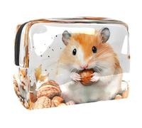 Neceser de viaje para mujer con diseño de hámster Eat Nuts, bolsa organizadora de maquillaje de PVC con cremallera, multicolor, 18.5x7.5x13cm/7.3x3x5.1in, Neceser