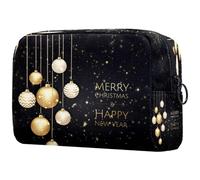 Neceser de viaje para mujer, con texto en inglés "Happy Christmas Happy New Year", bolsa organizadora con cremallera, multicolor, 18.5x7.5x13cm/7.3x3x5.1in, Neceser