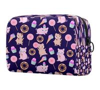 Neceser de viaje para mujer, diseño de dona, helado, helado, piruleta, bolsa organizadora grande con cremallera, multicolor, 18.5x7.5x13cm/7.3x3x5.1in, Neceser