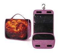 Neceser de viaje para mujer, diseño de fuego, mar y calaveras, organizador de maquillaje colgante con gancho para champú
