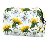 Neceser de viaje para mujer, diseño de girasol salvaje y manzanilla, bolsa organizadora grande con cremallera, multicolor, 18.5x7.5x13cm/7.3x3x5.1in, Neceser