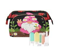 Neceser de viaje para mujer, diseño de gnomo de la paz y el amor, impermeable, para organizar tarjetas y llaves