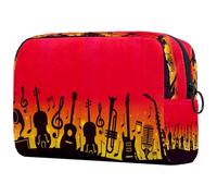 Neceser de viaje para mujer, diseño de guitarra, violín, jazz, música, guitarra, violín, jazz, bolsa organizadora con cremallera, multicolor, 18.5x7.5x13cm/7.3x3x5.1in, Neceser