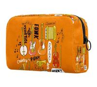 Neceser de viaje para mujer, diseño de instrumentos musicales, rock y jazz dibujados a mano, bolsa organizadora grande con cremallera, multicolor, 18.5x7.5x13cm/7.3x3x5.1in, Neceser