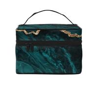 Neceser de Viaje para Mujer, diseño de mármol Verde Azulado y Esmeralda, tamaño Grande, con diseño de paisajes.