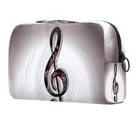 Neceser de viaje para mujer, diseño de notación musical, color gris, bolsa organizadora con cremallera, multicolor, 18.5x7.5x13cm/7.3x3x5.1in, Neceser