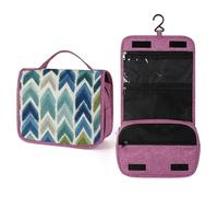 Neceser de viaje para mujer, diseño festivo, color azul hielo, plateado, verde mar, organizador de maquillaje colgante con gancho para champú