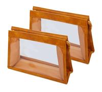 Neceser de viaje para mujer, neceser de maquillaje transparente, organizador y almacenamiento de coche, 2 unidades, Marrón, Transparente