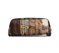 Neceser de Viaje para Mujer y Hombre, Bolsa de Maquillaje Estilo Callejero del Centro histórico de Polonia, Estuche Grande para lápices.