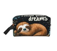 Neceser de Viaje para Mujer y Hombre - Bolsa Impermeable para cosméticos, neceseres, Organizador de Accesorios, diseño de Perezoso, Sigue Tus sueños