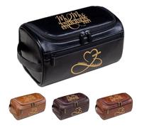 Neceser de viaje personalizado para hombre, kit de afeitado de cuero personalizado con nombre, grabado láser, perfecto para Navidad, Día del Padre, regalo para padrinos de boda para marido, papá