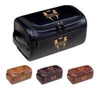 Neceser de viaje personalizado para hombre, kit de cuero grabado, regalo para novio, regalo para papá, marido, día del padre, boda, cumpleaños, Navidad, Black, talla única, Neceser