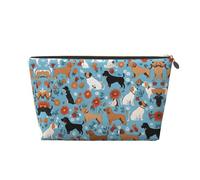 Neceser de Viaje Piel con Estampado Floral Border Collie Cremallera, neceseres para Mujer, pequeño
