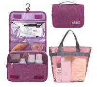 Neceser de viaje portátil colgante para hombres y mujeres, 1 bolsa de inodoro + 1 bolsa de malla, varios colores, Pink, rosa, Neceser