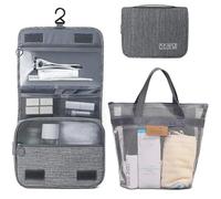 Neceser de viaje portátil colgante para hombres y mujeres, 1 bolsa de inodoro + 1 bolsa de malla, varios colores, gris, Grey, Neceser