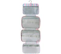 Neceser de Viaje Portátil y Ligero | Bolso Impermeable a Rayas con 4 Compartimentos - Neceseres de Viaje - para Baño, Gabinete, Armario, Vacaciones, Finde, Ducha, Maleta, Camping, Diario
