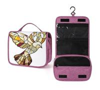 Neceser de viaje simple con diseño de paloma de vidrieras para mujer, organizador de maquillaje colgante con gancho para champú
