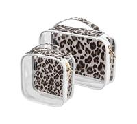 Neceser de viaje transparente con estampado de leopardo y guepardo, bolsas de maquillaje, 2 unidades de PVC, portátil, impermeable, bolsa de transporte, bolsa de almacenamiento para mujeres y hombres,