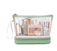 Neceser de Viaje Transparente, Neceser de Viaje, Bolsa de Viaje de Doble con Cremallera, Bolsa de cosméticos, Organizador de Neceser, Estuche de Almacenamiento de Maquillaje para Viajes al Aire