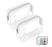 Neceser de viaje transparente, paquete de 2 unidades, aprobado por la TSA, con cremalleras, artículos esenciales de viaje, portátil, impermeable, bolsa de maquillaje transparente para mujeres y