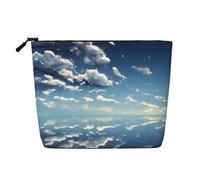 Neceser de viaje versátil con cielo azul y nubes blancas, bolsa de maquillaje de cáñamo falso, multiusos, organizador de accesorios cosméticos, Black, Talla única