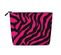 Neceser de viaje versátil con diseño de cebra, tigre, leopardo, rosa, bolsa de maquillaje de cáñamo falso, multiuso, organizador de accesorios cosméticos, Black, Talla única