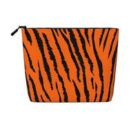 Neceser de viaje versátil con diseño de leopardo y tigre naranja, bolsa de maquillaje de cáñamo falso, multiuso, organizador de accesorios cosméticos, Black, Talla única