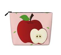 Neceser de viaje versátil con diseño de manzana roja de dibujos animados, bolsa de maquillaje de cáñamo falso, multiuso, organizador de accesorios cosméticos, Black, Talla única