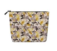 Neceser de viaje versátil con flores amarillas y grises, bolsa de maquillaje de cáñamo falso, multiuso, organizador de accesorios cosméticos, Black, Talla única