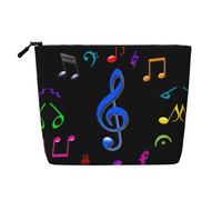Neceser de viaje versátil con música pentatónica colorida, bolsa de maquillaje de cáñamo falso, multiuso, organizador de accesorios cosméticos, Black, Talla única