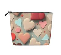 Neceser de viaje versátil con patrón de amor, bolsa de maquillaje de cáñamo falso, multiusos, organizador de accesorios cosméticos, Black, Talla única