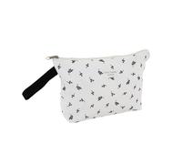 Neceser de Viaje XL con Asa, 27 x 17 x 6 cm, Diseño de Hojas, Rayas o Lunares en Blanco y Negro. Good Things Happen (Hojas)