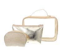 Neceser Decorativo de Viaje para Maquillaje, Plástico Dorado | Cierre Cremallera, Gran Capacidad, Uso Diario y Viaje, para Cosméticos y Objetos Pequeños