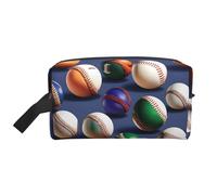 Neceser deportivo con estampado de béisbol para hombre, bolsa de aseo de viaje, bolsa de cosméticos de gran capacidad para mujeres, White, Talla única