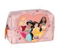 Neceser Disney Princess - Bolsa de belleza para niña con cierre de cremallera - diseño de corazón - compacto y ligero