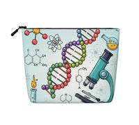 Neceser DNA & Element & Element para mujer, neceser de viaje grande, organizador de aseo resistente al agua con aspecto de lino y cremallera, bolsa de almacenamiento para el cuidado de la piel de 24 x
