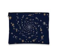Neceser en espiral, bolsa de viaje con galaxia estrellada azul marino para mujer, organizador portátil de lona con cremallera, bolsa de aseo para el cuidado de la piel para festivales, Azul marino