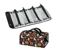 Neceser extraíble 4 en 1 para colgar, bolsa de aseo portátil de PVC, bolsa de aseo plegable, resistente al agua, maquillaje, Elementos de Halloween