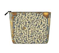 Neceser Femenino con Estampado de Mapa del Tesoro Tipo Laberinto, Organizador de cosméticos, Ideal para Viajes y Viajes de Negocios.